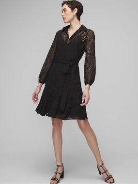 WHBM Long Sleeve Eyelet Shirt Dress SIZE 8